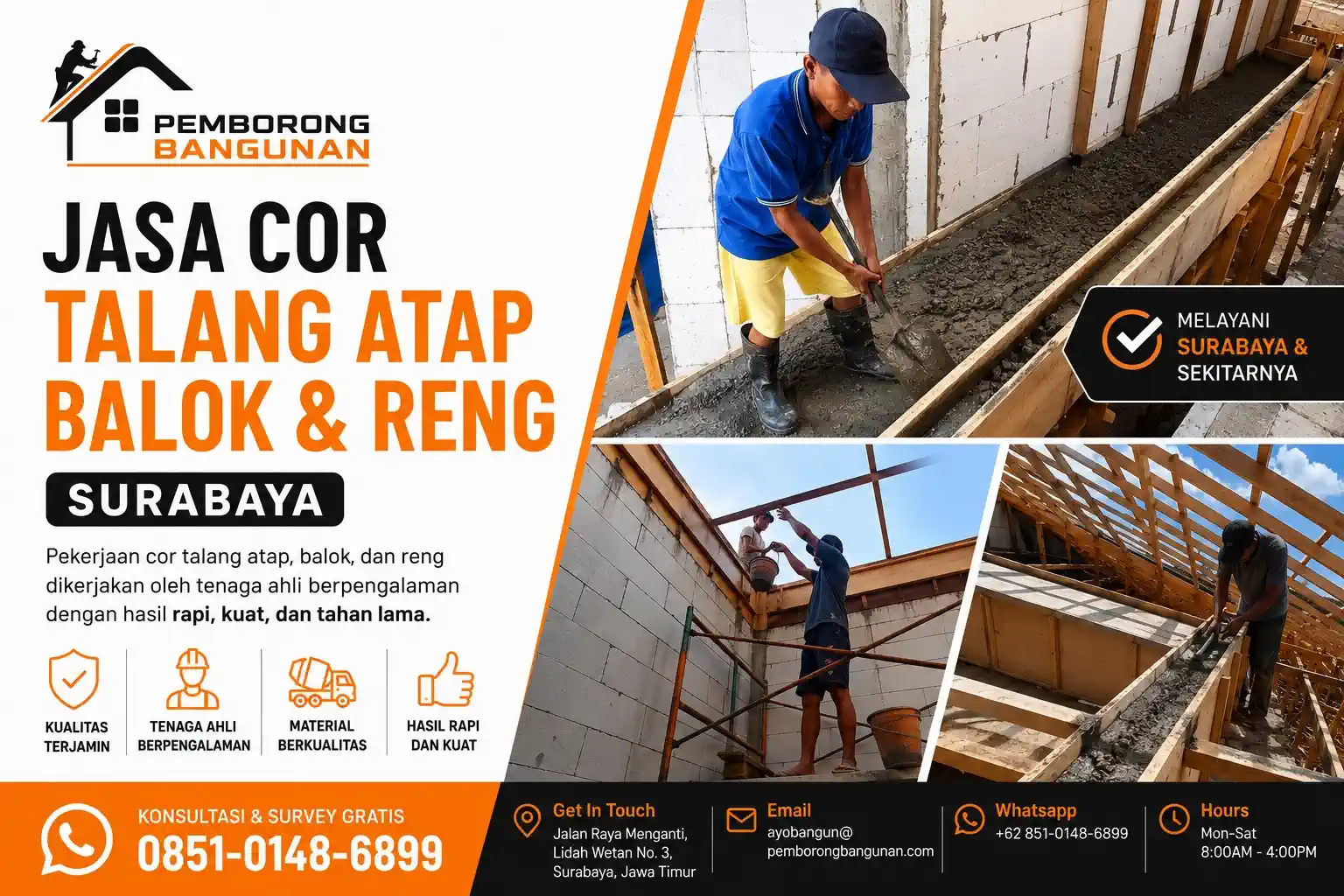 jasa cor talang atap balok reng surabaya